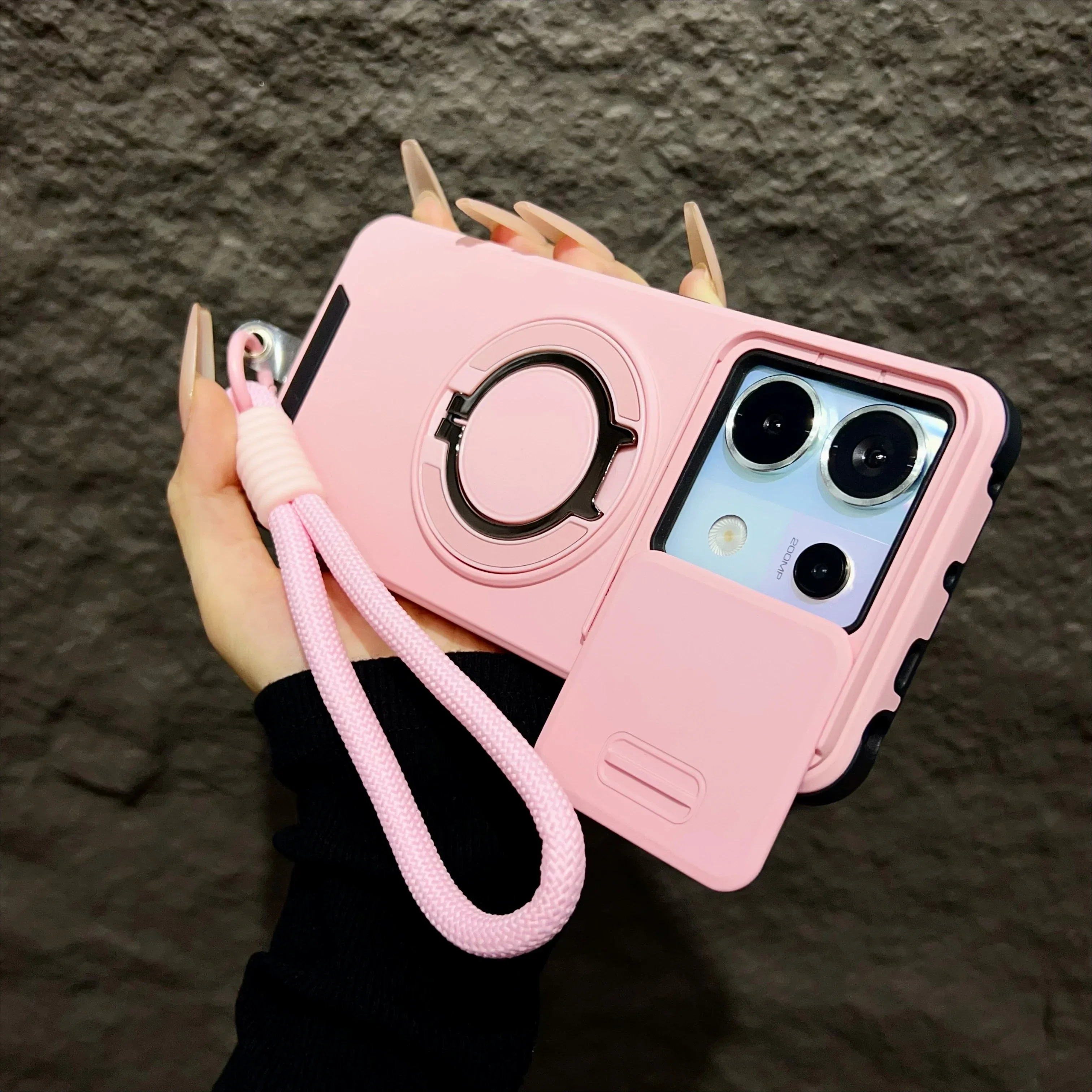 Armor Magnetic Case with Lanyard and Slide Camera Protection - Shockproof Cover
