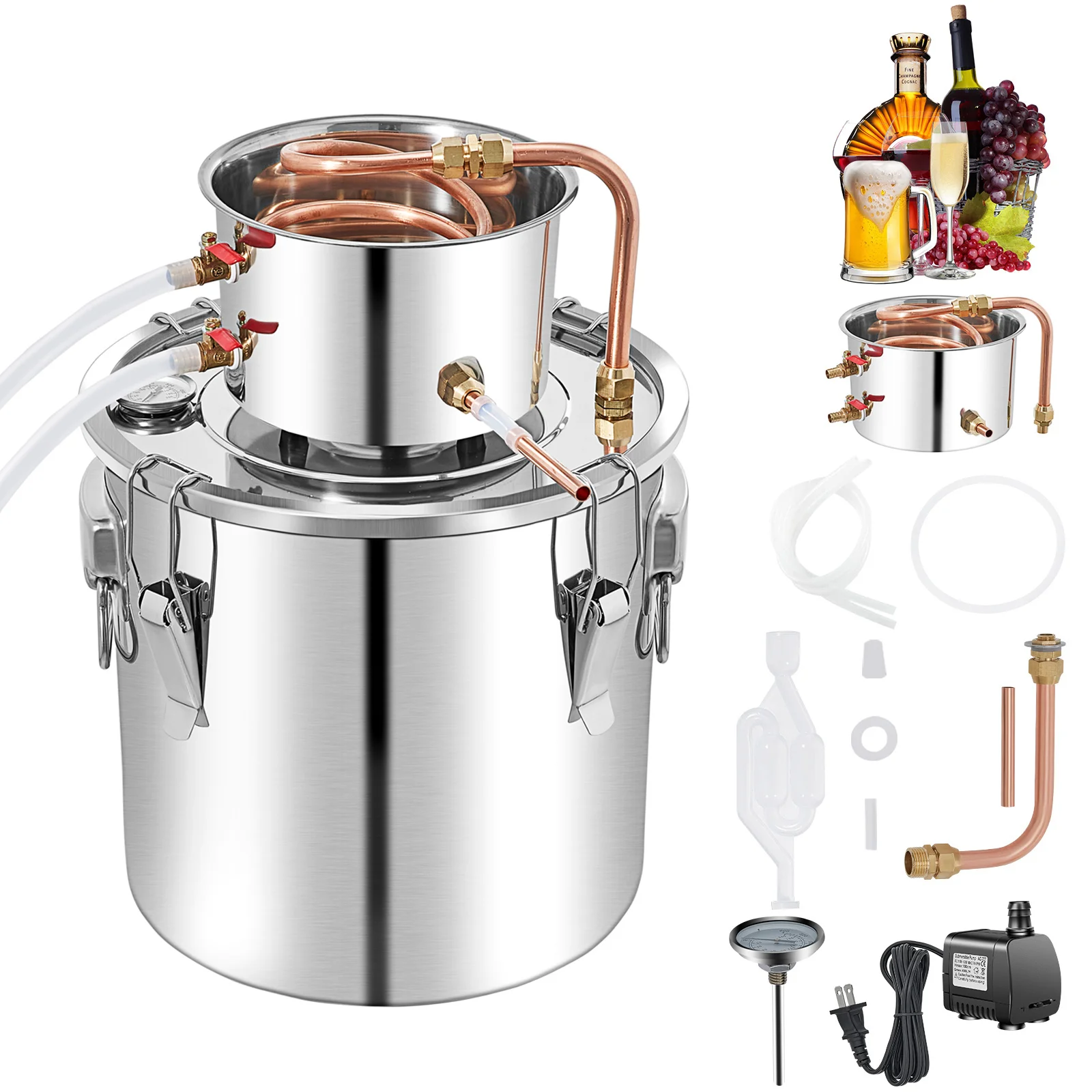 Stainless Steel Water Alcohol Distiller with Copper Tube