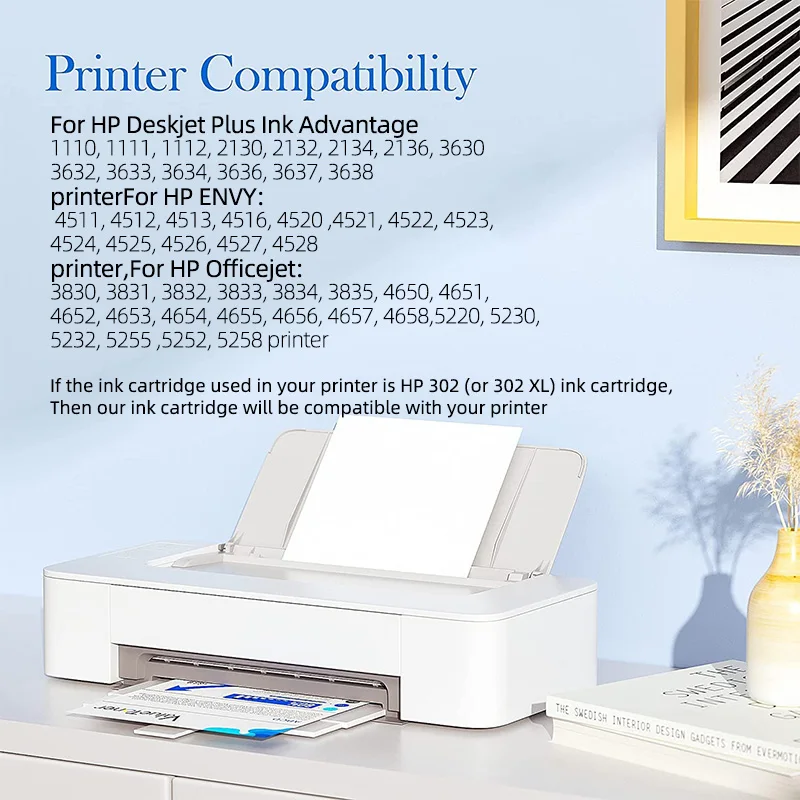 Cartouches d'encre compatibles avec imprimantes HP Envy 4520 4522 ( HP 302  XL )