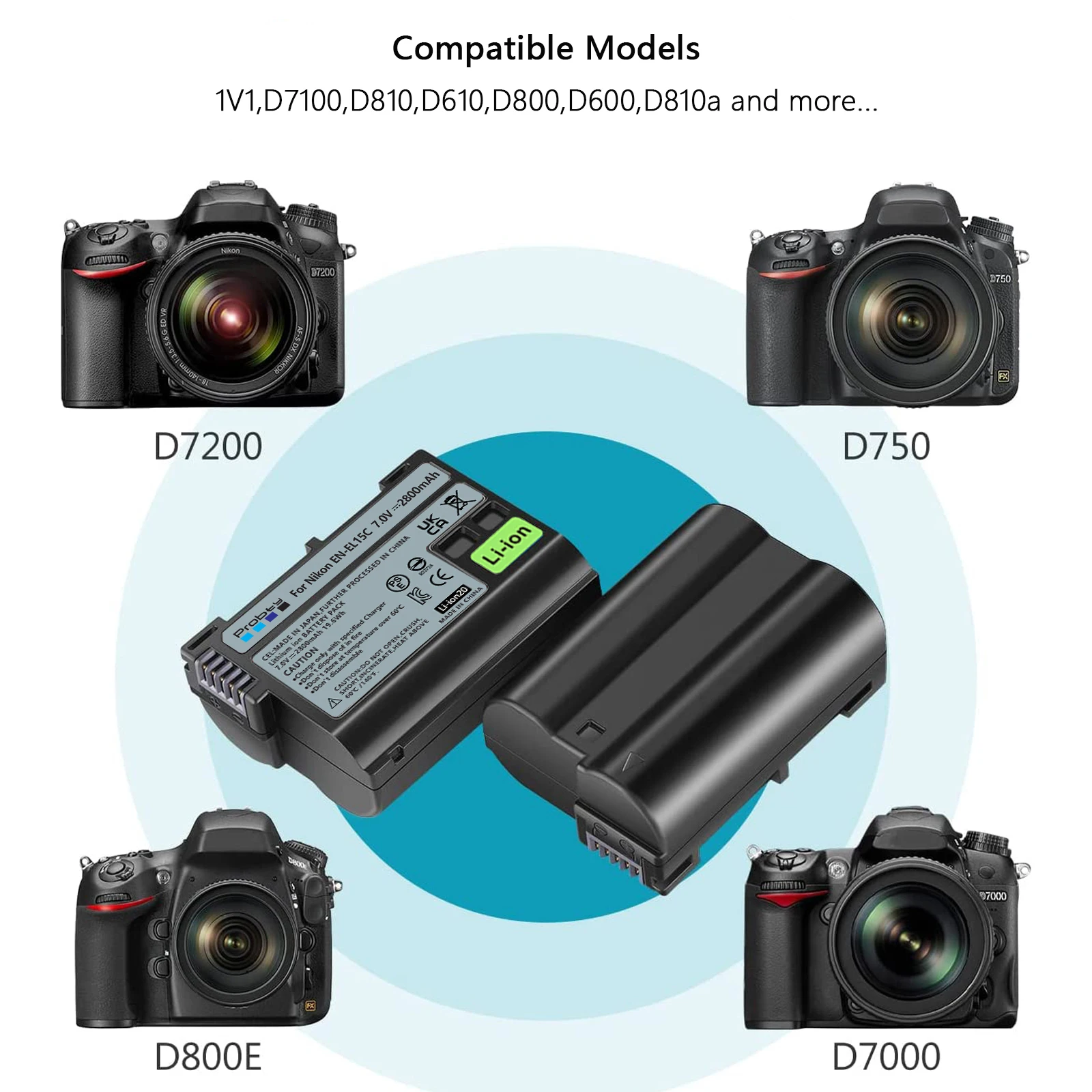 Bateria para Nikon Z5z6z6 Iiz7z7ii D600 D610 D600e D800 D810 D800e D850 2800mah En-el15c En-el15 - Image 6