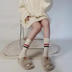 High Quality For Women Comfortable Soft Knitted Wool Winter Thick Warm Loose Long Socks Striped Fashion Retro High Tube Home Sox