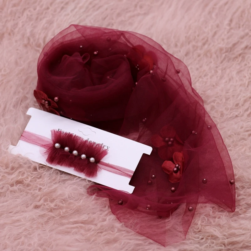 

2Pcs Newborn Baby Photography Props Long Wrap Decoration with Headbands DIY Tool