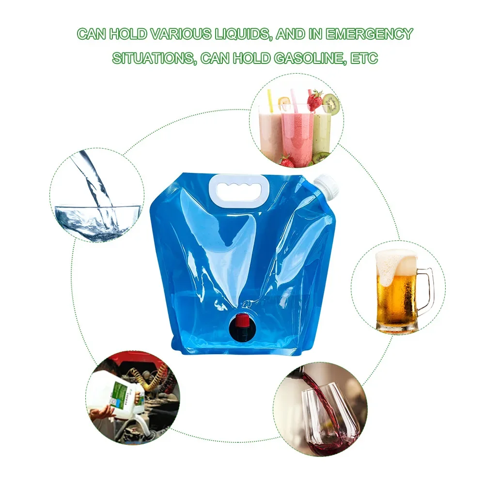 Description Picture 4 of item5L/10L Multipurpose Camping Water Bag Portable Outdoor Travel Collapsible Pouch No Leakage with Faucet for Hiking Picnic