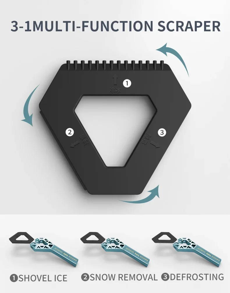 Car Snow Shovel 3in1 Ice Scraper Windshield Multifunctional Detachable Ice Breaker Winter Snow Brush Shovel Car Remover