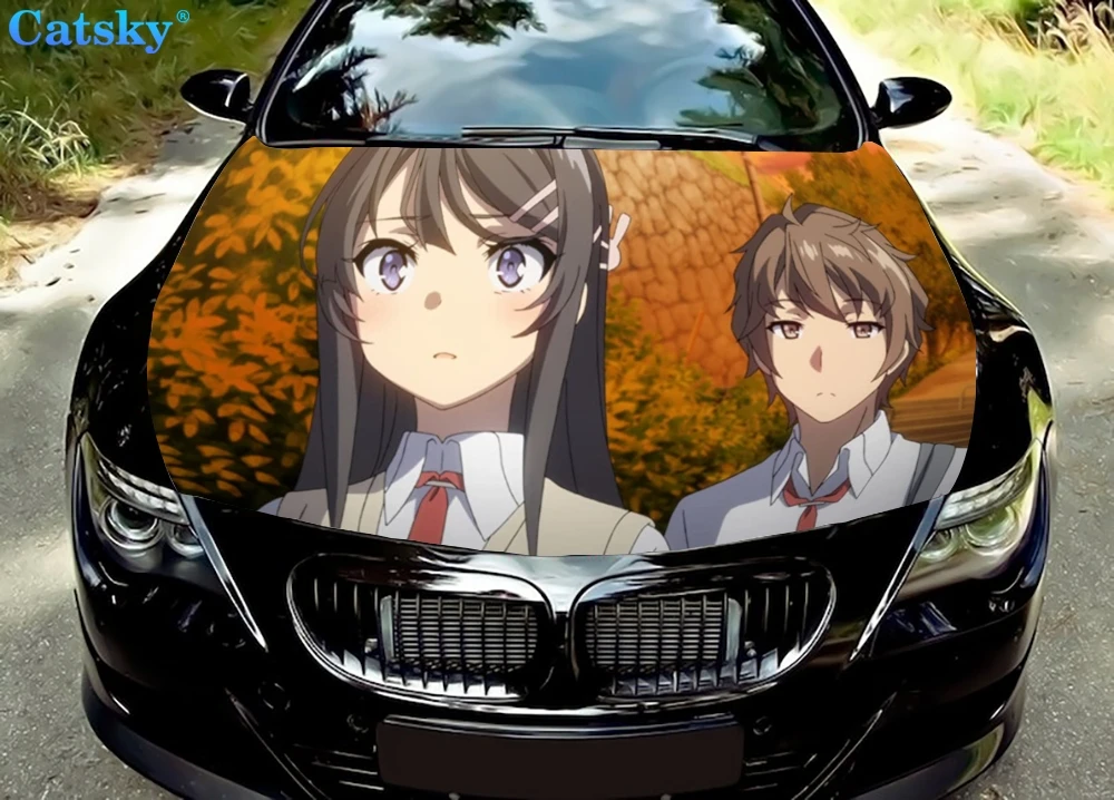 

Mai Sakurajima Peeker Car Floor Mats,Car hood wrap lion decal, bonnet vinyl sticker, full color graphic decal, CUSTOM made