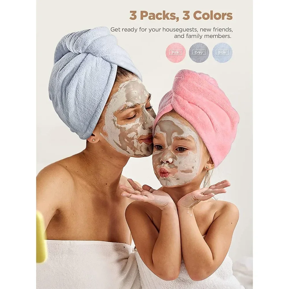 Dry hair cap super absorbent quick-drying thickened hair washing tie bath cap wiping head towel 70*25 cm 3 colors Mixed