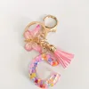 26 Letter Keychain Pink Glitter Resin Butterfly Tassel Decoration Car Key DIY Keychain Pendant Keychain Kawaii Lanyard  Love 4
