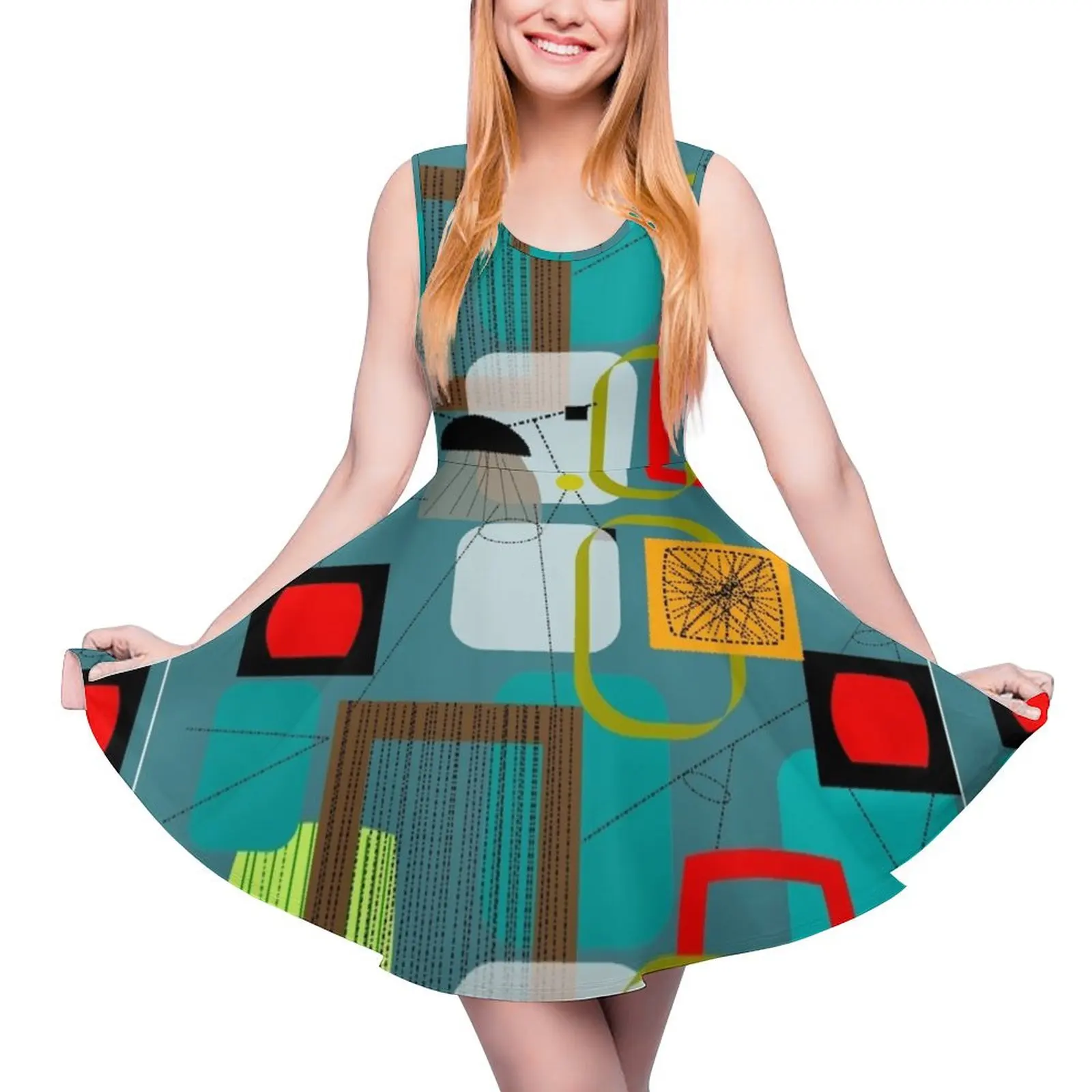 Mid-Century Modern Abstract Art III Sleeveless Dress prom dress 2024 women party dresses dress summer Clothing