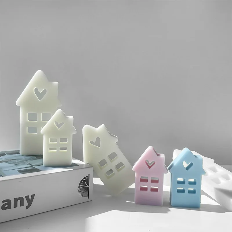 Cute Heart Shaped House Silicone Mold Star Houses Concrete Casting Molds DIY Gypsum Home Craft Decoration Resin Mould silicone mold,flower silicone mould
