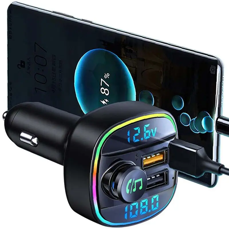 

Fm Transmitter Phone Car Charger Radio Transmitter Upgraded 5.0 Wireless FM Transmitter For Car FM Radio Adapter Music Player