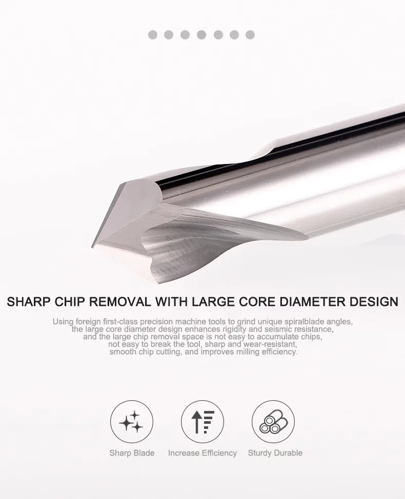 Azzkor hrc58 2-Flöten-Wolframstahlkarbid für Fasen fräser aus Aluminium legierung cnc mechanische Bearbeitung von Fasen werkzeugen – Detail 2