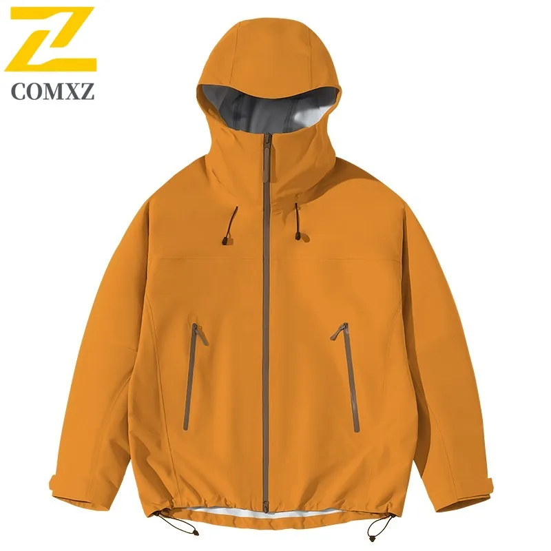 COMXZ Loose Coat Windproof Waterproof Solid Color Jogger Camping Biker Jacket Climbing Scratch Resistant Men's Rainproof Coat