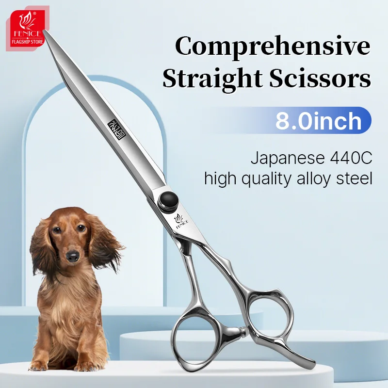 8.0 inch JP440C Sword-shaped Wide Blade Cutting Straight Scissors Shears For Pet Dog Grooming
