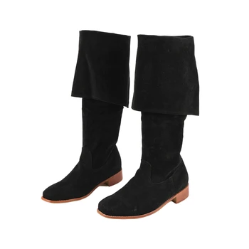Mens Renaissance Medieval Cosplay Boots Long Boots Pirate Viking Shoes Pu Leather Fancy Carnival Party Anime Shoes ﻿