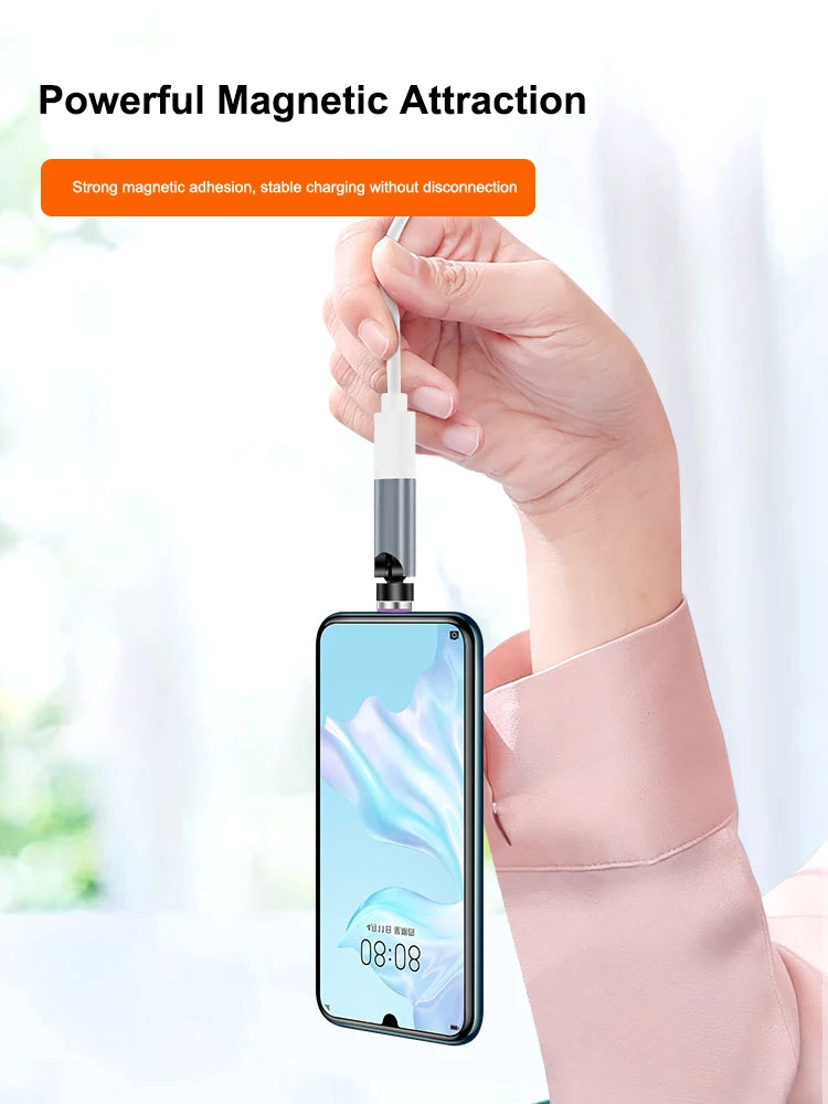 Magnetic Cable Adapter Magnetic Charging Adapter 540&deg; Degree Rotating Magnetic Fast Charging Cable for IPhone 15 Pro Max Xiaomi Type-C Data Transfer Cable Connector