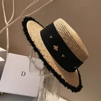 Summer Straw Hat 2024 New Flat Top French Straw Hat Elegant Women's Outdoor Vacation Sun Hat Summer Hat 모자 gorras beach - Image 3