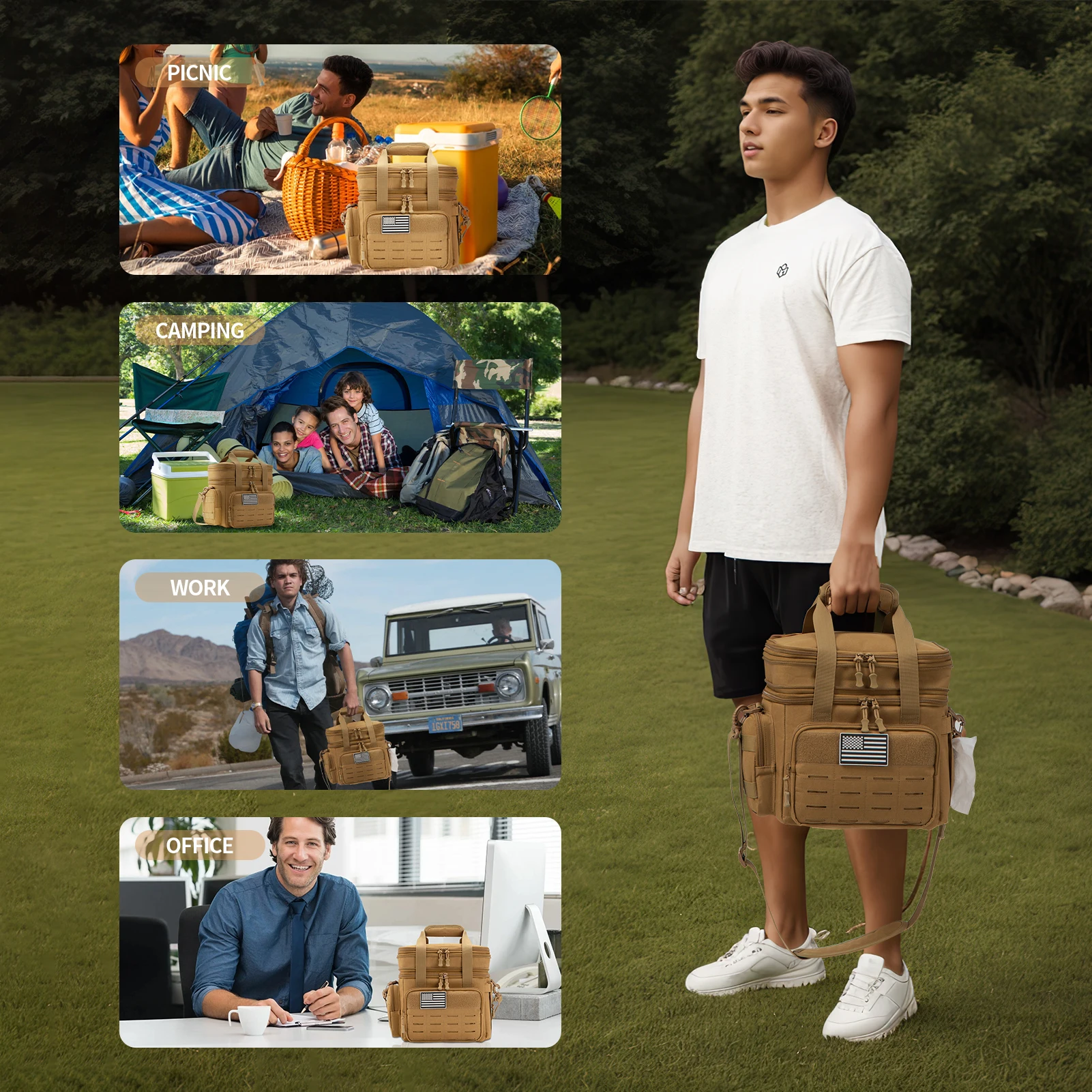 Tactical Lunch Bag for mens heavy duty lunch box Leakproof insulated Durable Thermal Cooler Bag Adult Meal Camping Picnic Pail 6