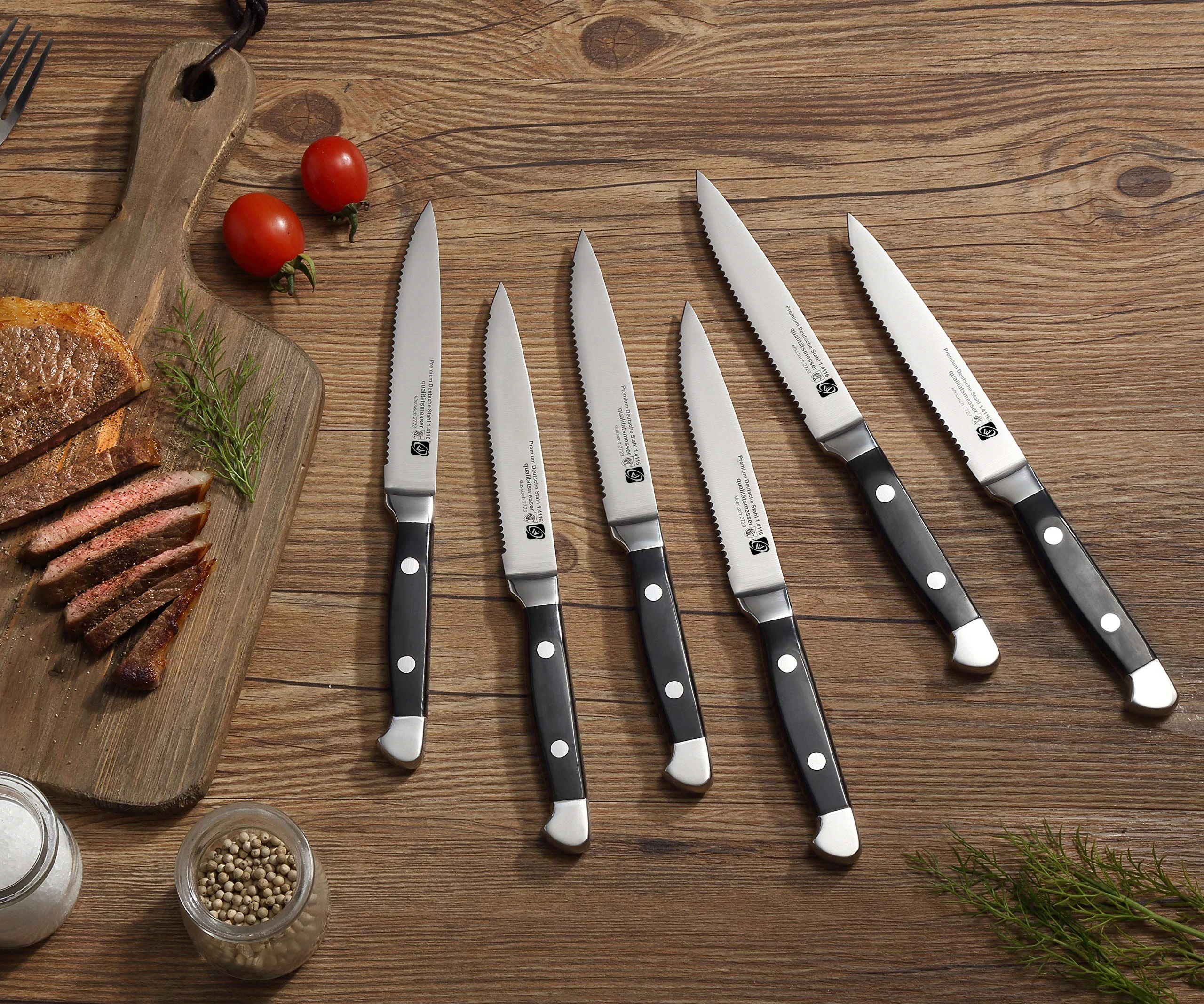 4/6/8p Steak Knife Set Stainless Steel Highly Polished Handles Outdoor  Barbecue Tourist Facas De Cozinha CuteloTool Steak Knives