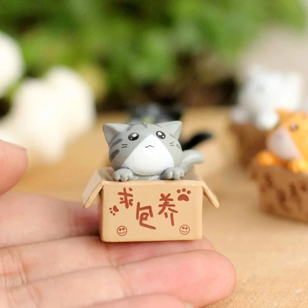 4 قطعة زخرفة القط الصغيرة حديقة هريرة تمثال هدية للأطفال غرفة الطفل لطيف Kawaii لعبة مصغرة التماثيل ديكور المنزل