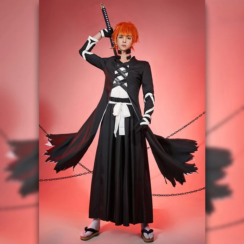 

Anime BLEACH Kurosaki Ichigo Cosplay Costumes Adult Men Women Top Pants Suit Set Unifrom Halloween Party Outfit