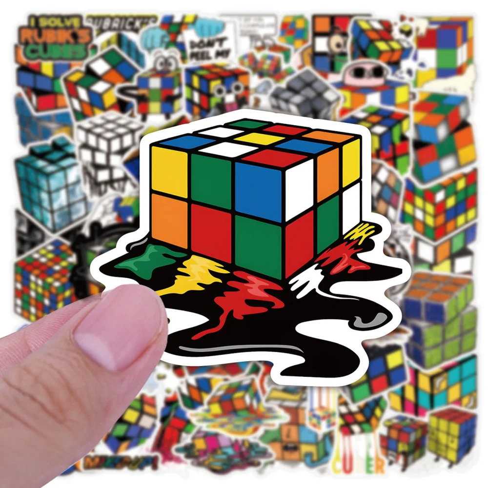 

10/50 pcs Creative Magic Cube stickers Rubik's cube graffiti Stickers for DIY Luggage Laptop Skateboard Motorcycle Sticker