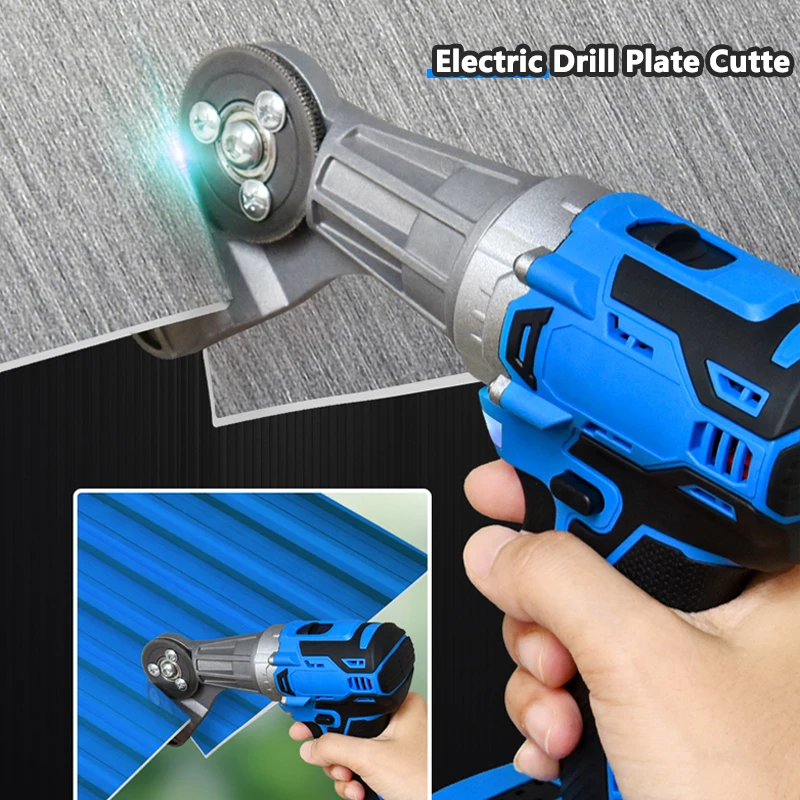 Metalen Plaat Cutter, 360 ° Dubbele Kop Plaatwerk Cutter Veelzijdige Nibbler Boor DIY Snijden Auto Repareren Tool