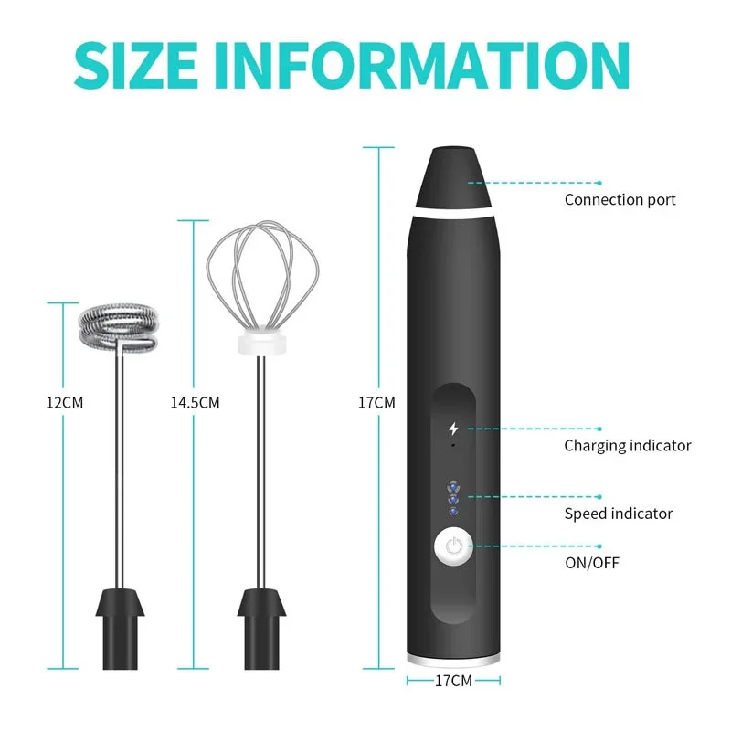 Electric Milk Frother Whisk Mixer Handheld USB Mini Coffee Maker Wireless Blender For Coffee Cappuccino Cream Home