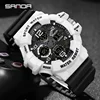 SANDA 3168 Multifunction Clock Relogio Masculino Men Military Watches White Sport Watch  LED Digital 50M Waterproof Watch Men 4