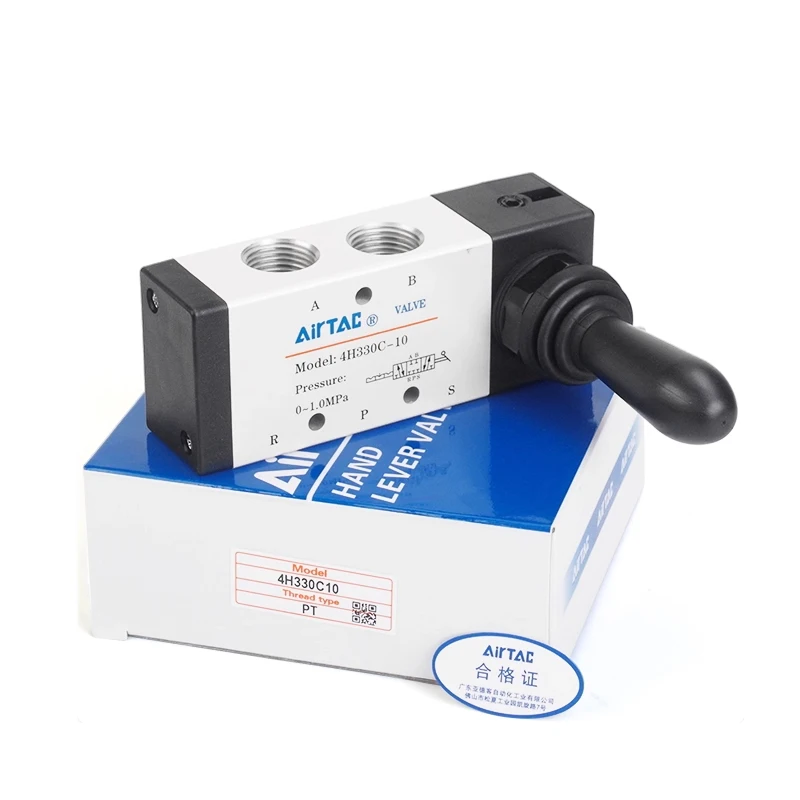 วาล์วนิวเมติกแบบมือโยก AirTAC 5/2 ทาง ควบคุมด้วยมือ 2 ตำแหน่ง 3 5 พอร์ต แบบกด-ดึง รุ่น 3H210-08 4H210-08 1