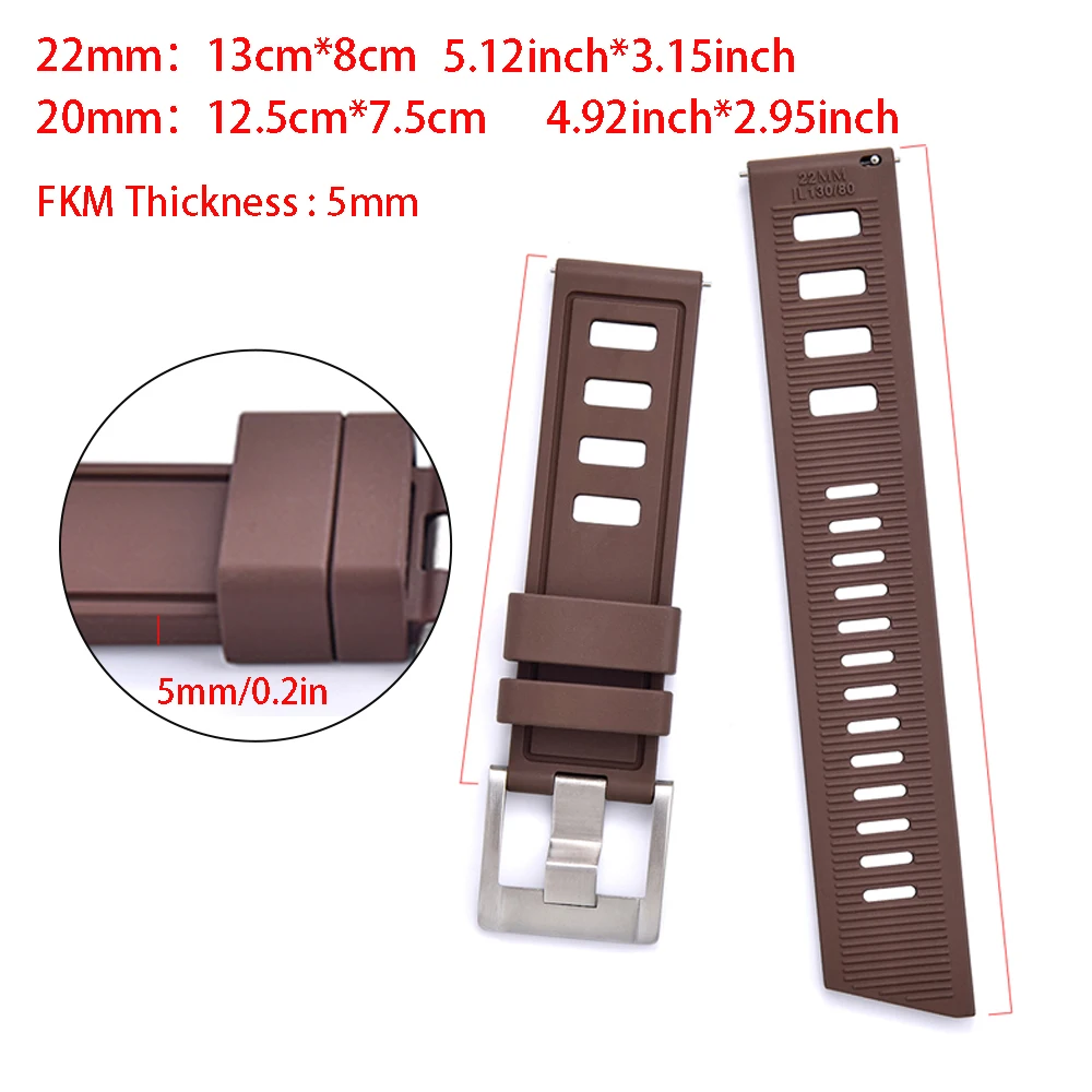 Enhanced Fluororubber Quick Release Waterproof Watch Strap