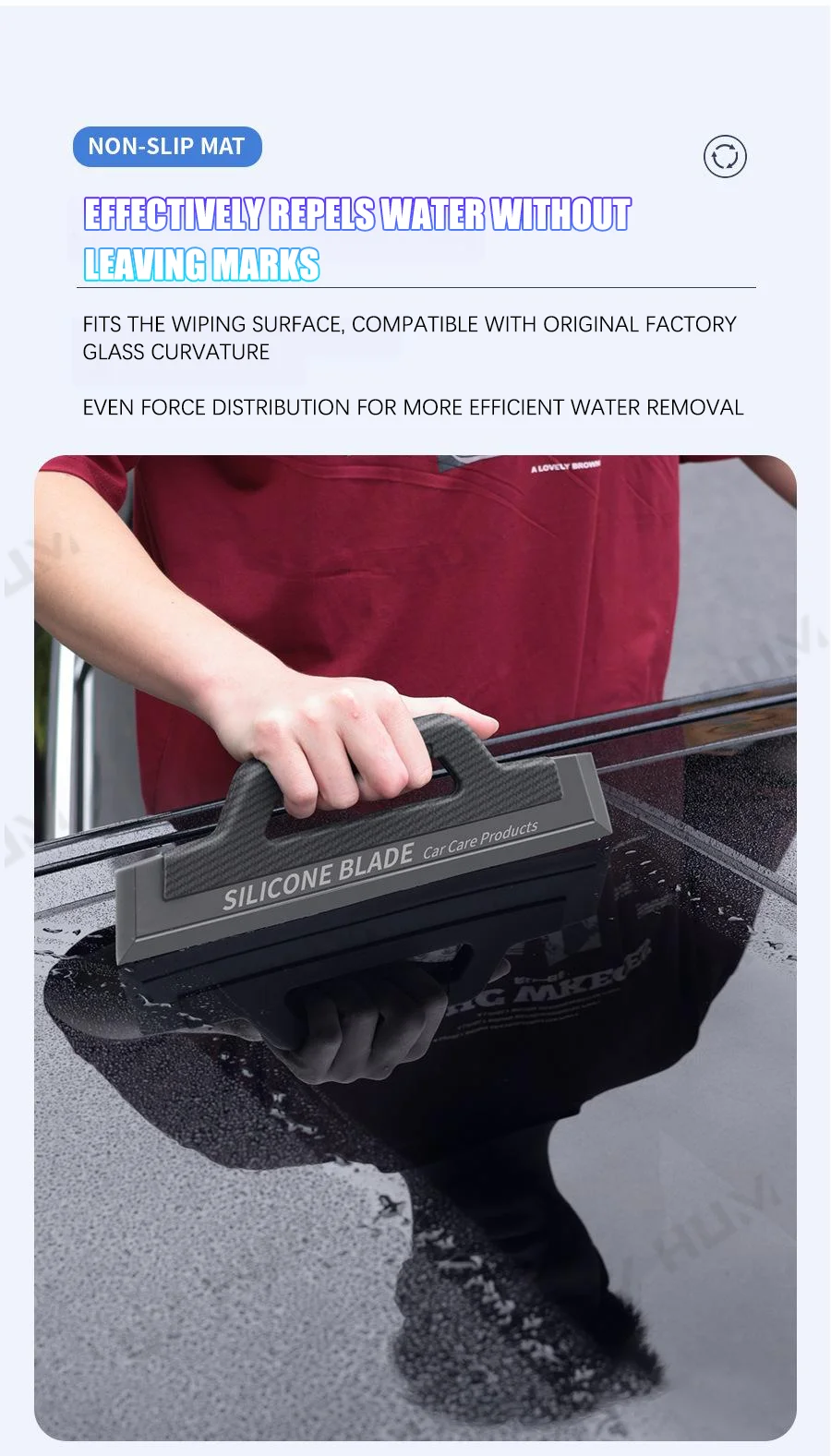 Auto Fenster Rakel Kratzfreie Windschutzscheibe Silikon Klinge Anti-Rutsch Griff Scheibenwischer Auto Detaillierung Glas Wasser Schaber – Detail 4