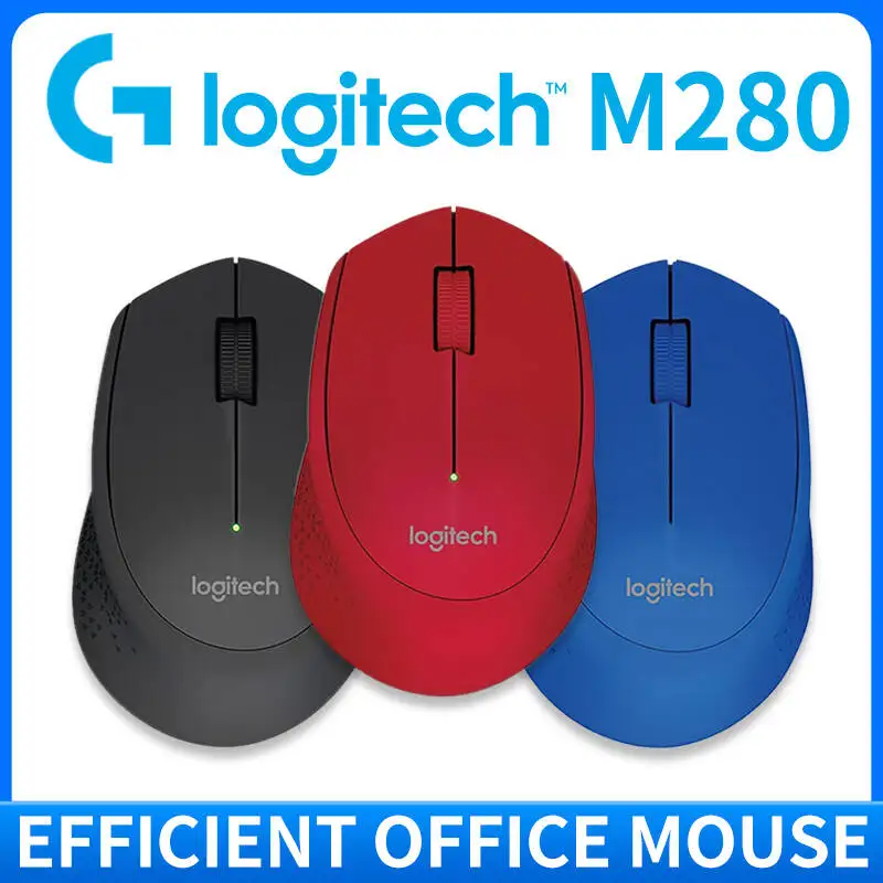 로지텍 M280 무선 마우스 2.4GHz 나노 수신기 1000 DPI 컴포트 그립 18개월 배터리 수명 사무실용 노트북 PC용