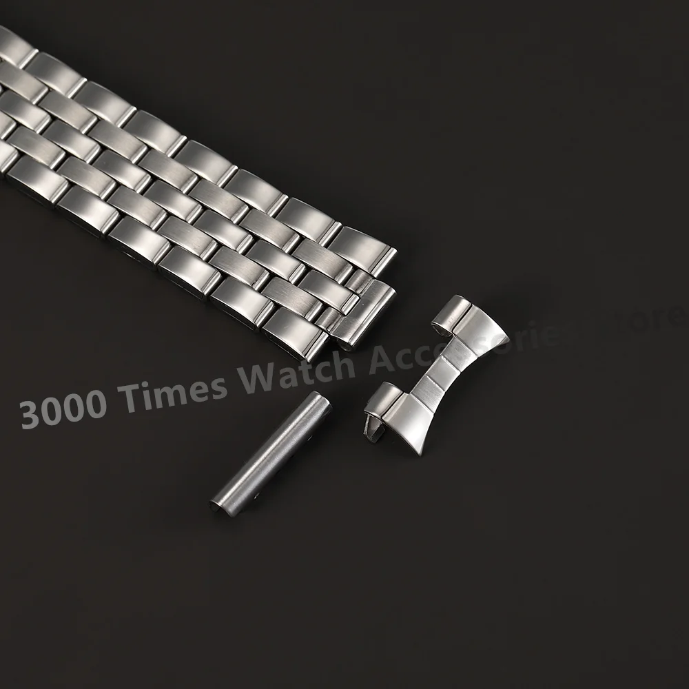 Watch Accessories 18mm 20mm 22mm Silver Aircraft Buckle Stainless Steel Flat End With Curved End Jubilee Watch Bracelet