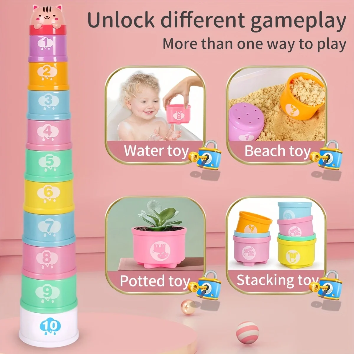 Stacking Puzzle Toys Cup Stacking Toys Stacking Toys 11PCS/set Kids Stack Cups Toys Early Educational Figures Letters Stack Cup Tower Baby Intelligence Training For Kids Gifts