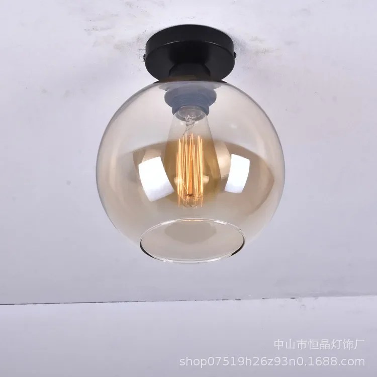 Description Picture 6 of itemHot Retro Ceiling Lamps Cafe Restaurant Personality Simple Staircase Entrance Corridor Transparent Colored Glass Ceiling Lights