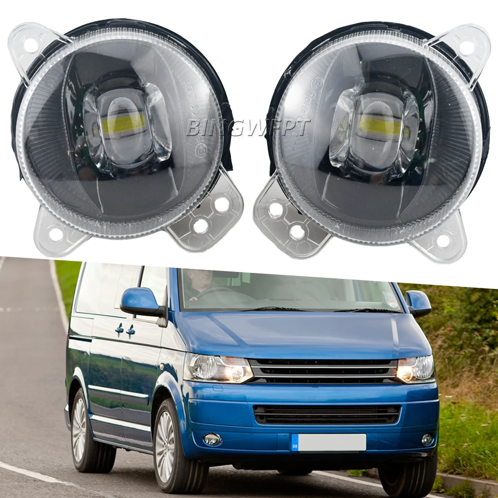

(Left + Right) For VW Transporter T5 Multivan Caravelle 2003-2010 Fog Light Lens Car LED Fog Driving Lamp
