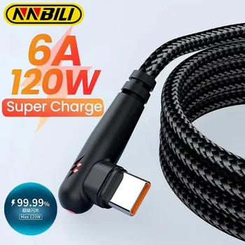 NNBILI 120W USB To Type-C Cable 90 Degree Elbow Mobile Phone Fast Charging For Huawei Mate 60 Xiaomi Samsung Charger Data Wire