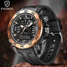

LIGE Mens Watches FOXBOX New Dual Display Military Sport Waterproof Wristwatch Analog Quartz Digital Alarm Watch for men relogio