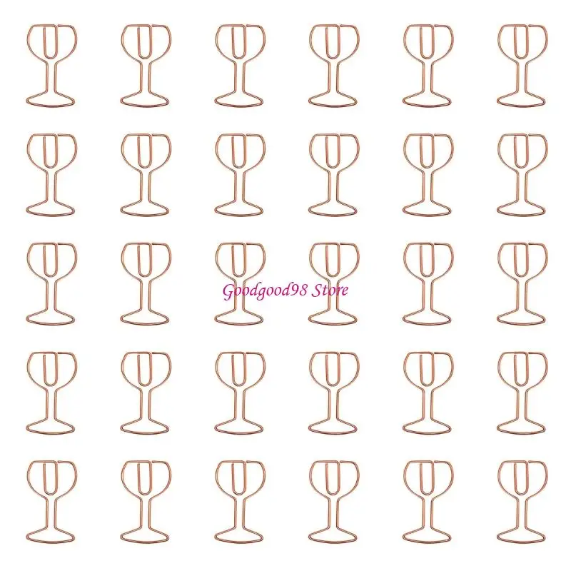 30Pcs 와인 유리 모양 종이 클립 파일 주최자 클립 금속 책 마커 클립
