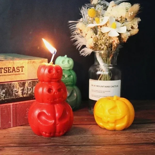 New Halloween Handmade Pumpkin Candle Silicone Mold DIY Candle Making Soap Resin Chocolate Beeswax Mold Christmas Gifts 6
