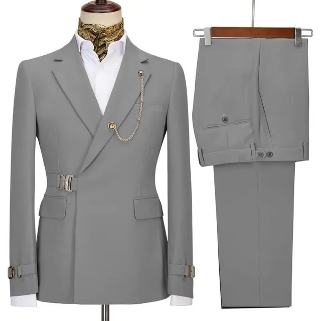 Costumes pour hommes Blazer pantalon pour hommes 2024 veste Design italien revers cranté fête mariage Slim Fit Costume Homme 2 pièces vêtements 1