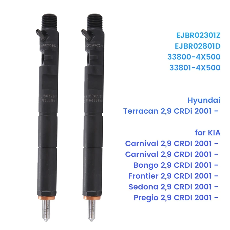 

2PCS EJBR02301Z 33800-4X500 New Diesel Fuel Injector For Hyundai Terracan KIA Carnival Sedona Bongo 2.9 Crdi 2001- Accessories