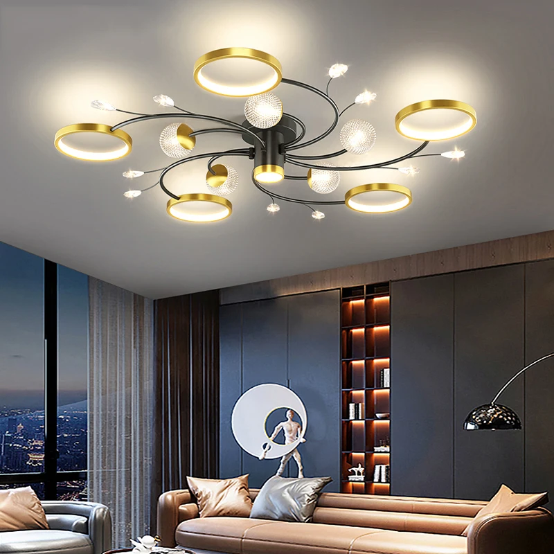 

Modern LED Ceiling Chandelier Living Room Dining Bedroom Nordic Luxury Crystal Lamp Lustre Chambre Home Decor Gold Pendant Light