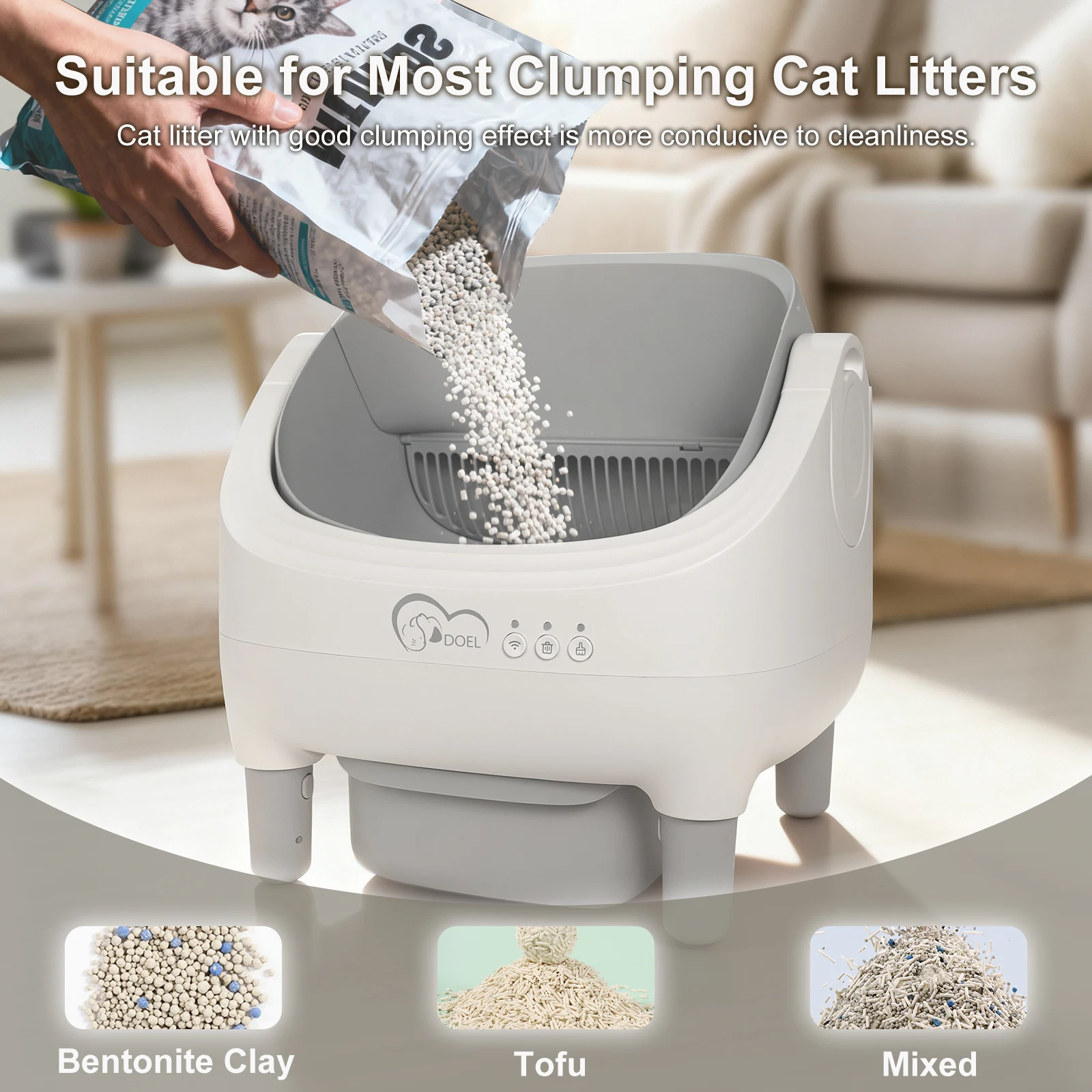 Automatinis kačių tualetas 76L su APP valdymu ir XXL stalčiumi. - Image 6