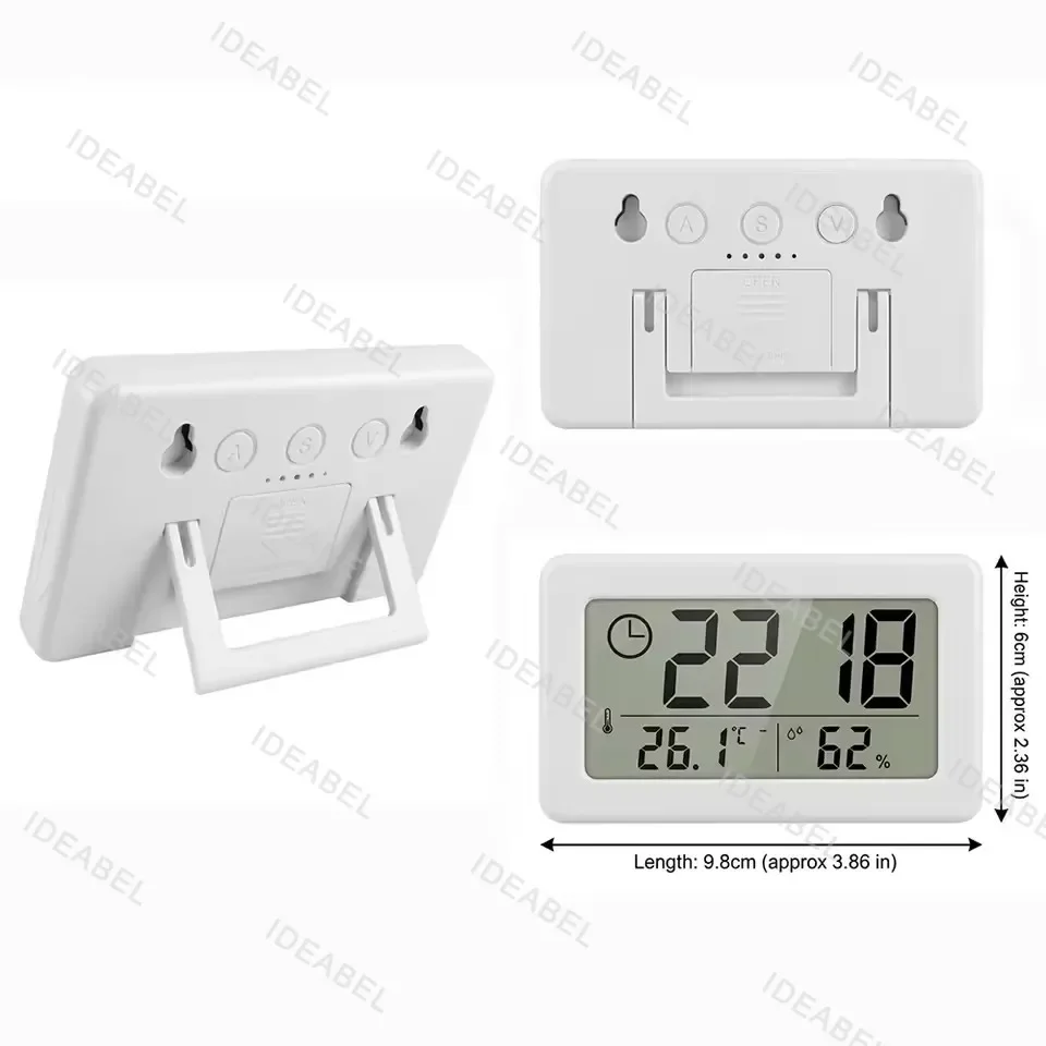Battery-Powered Digital Clock with Temperature and Humidity Display