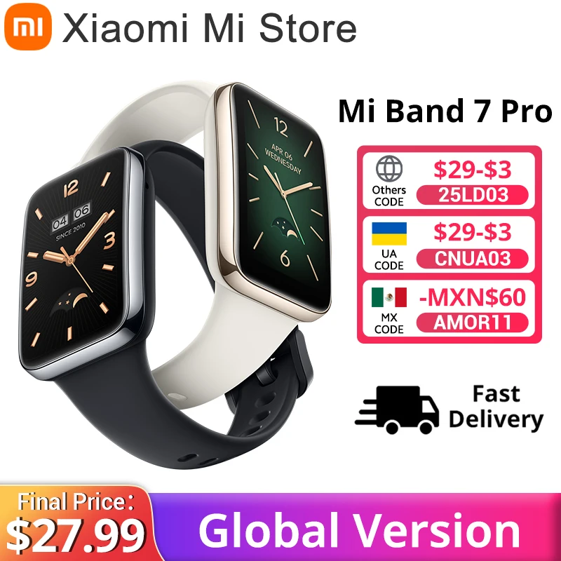 Global Version Xiaomi Mi Band 7 Pro Smart Bracelet 1.64″ AMOLED 2.5D Curved Screen GPS Blood Oxygen Waterproof 12Day Battery