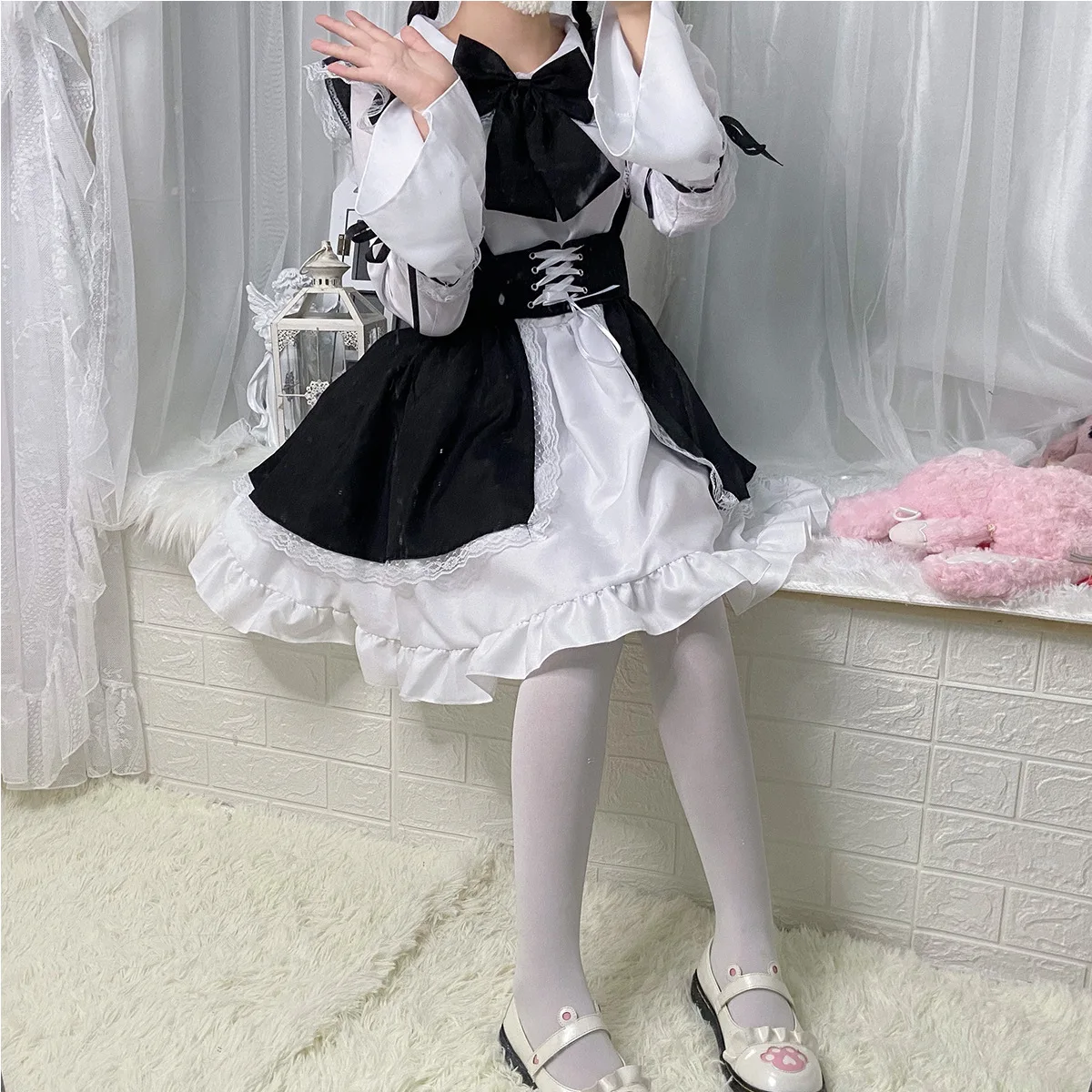 Vintage Gothic Lolita Maid Dress Damen Japanese Kawaii Cosplay Kostüm 7