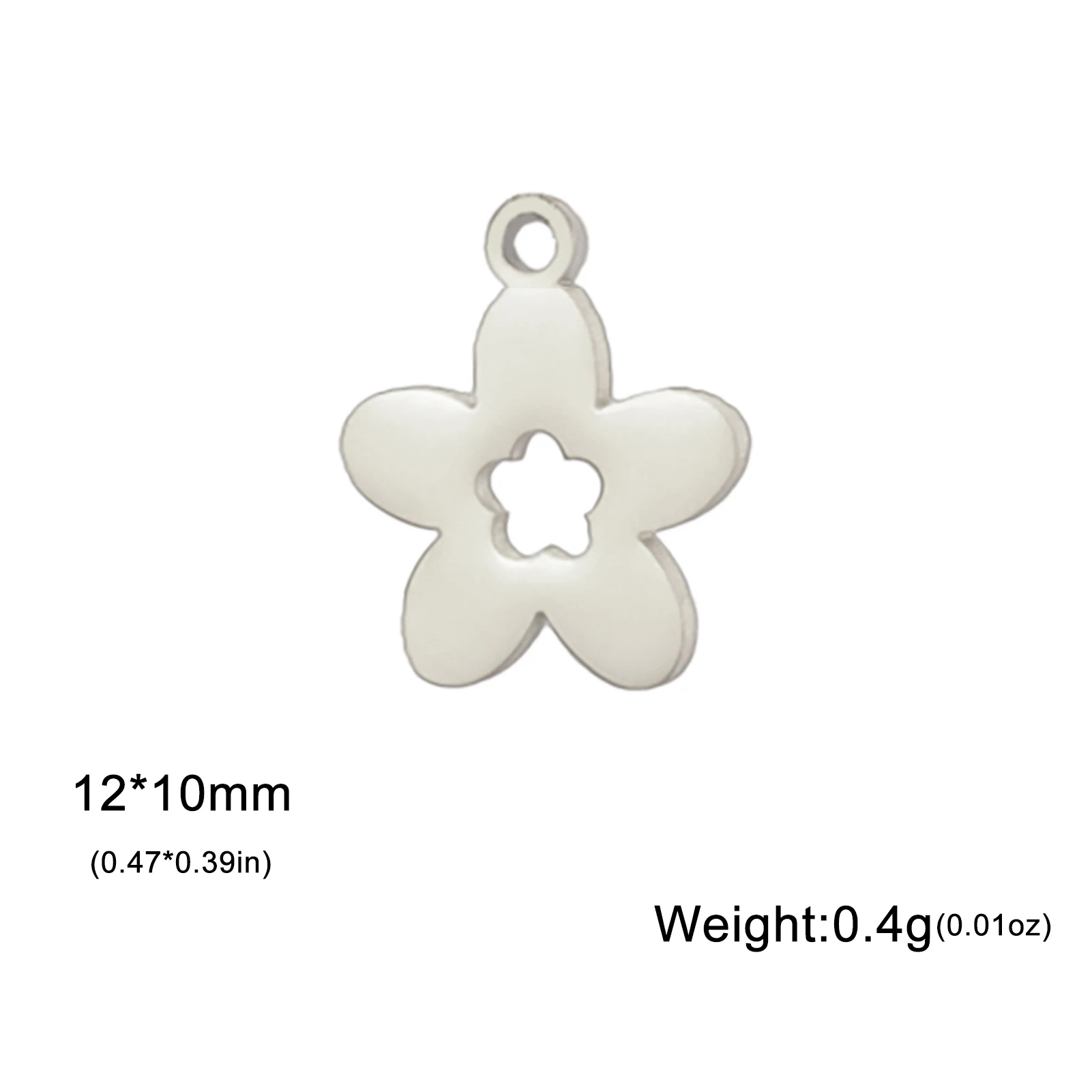 10 Ciondoli In Acciaio Inox Per Gioielli Fai Da Te - Forme Floreali In Filigrana (5 Stili) - Argento, Per Collane, Bracciali, Orecchini - 4