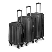 Roshanda ensemble de valises 3 pièces 20 "24" 28 "ABS coque rigide ensemble de bagages de voyage 4 roues fermeture éclair télescopique tige de traction ensemble M-L-XL, noir 3