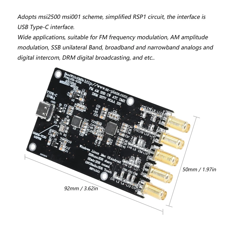 RSP1 Msi2500 Msi001 ܼȭ  SDR ű 10KHz-1GHz Ƹ߾   Moudle ȸ DIY  ׼